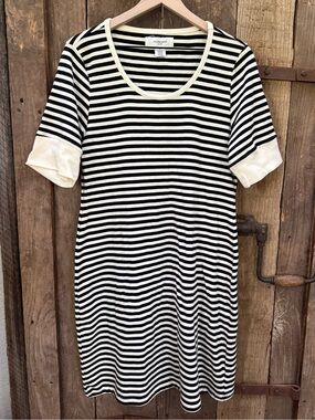 Workshop Republic Clothing Women’s Striped T-Shirt Dress Comfy Black/White XL